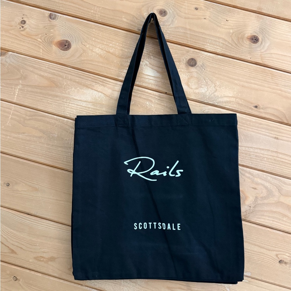 Rails Black Tote Bag with White Logo Scottsdale Tote Shopper Canvas Bag